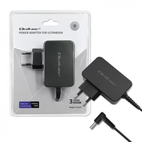 Qoltec QOLTEC ZASILACZ DO ULTRABOOKA HP 45W | 19.5V | 2.31A | 4.5*3.0+PIN