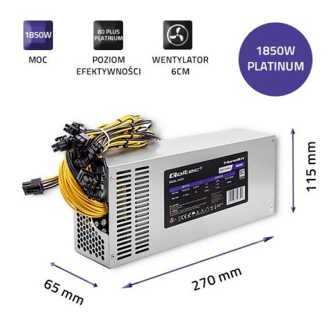 Qoltec QOLTEC ZASILACZ PCI-E 1850W | 80 PLUS PLATINUM | GAMING MINER