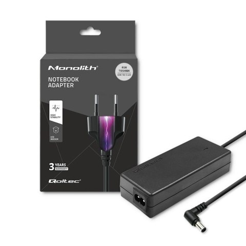 Qoltec Zasilacz Qoltec 50073.65W do notebooka Toshiba (19 V; 3,42 A; 65W; 5.5 mm x 2.5 mm)