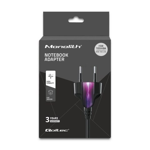 Qoltec Zasilacz Qoltec 50076.90W do notebooka Toshiba (19 V; 4,9 A; 90W; 5.5 mm x 2.5 mm)