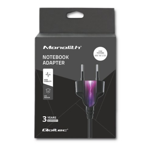 Qoltec Zasilacz Qoltec 50090.90W do notebooka Toshiba (19 V; 4,74 A; 90W; 5.5 mm x 2.5 mm)