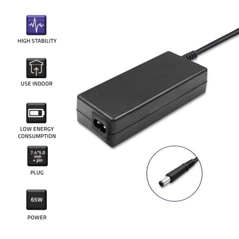 Qoltec Zasilacz Qoltec 51519.65W do notebooka DELL (19,5 V; 3,34 A; 65W; 7.4 mm x 5 mm)