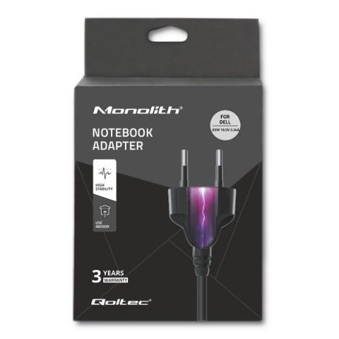 Qoltec Zasilacz Qoltec 51519.65W do notebooka DELL (19,5 V; 3,34 A; 65W; 7.4 mm x 5 mm)