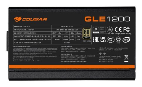 COUGAR COUGAR CGR GLE-1000 moduł zasilaczy 1000 W 20+4 pin ATX ATX Czarny