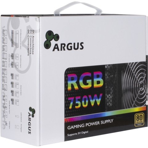 Inter-Tech Zasilacz Argus RGB-750W CM II - ATX12V 2.3 AC 100/240 V - 750 Watt - aktiv PFC - sort