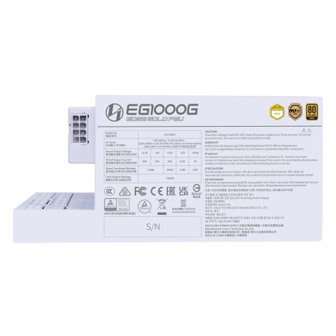 LIAN LI Zasilacz Lian Li EDGE GOLD 1000 80 PLUS Gold Netzteil, PCIe 5.1, ATX 3.1 - 1.000 Watt, weiß, inkl. USB-Hub