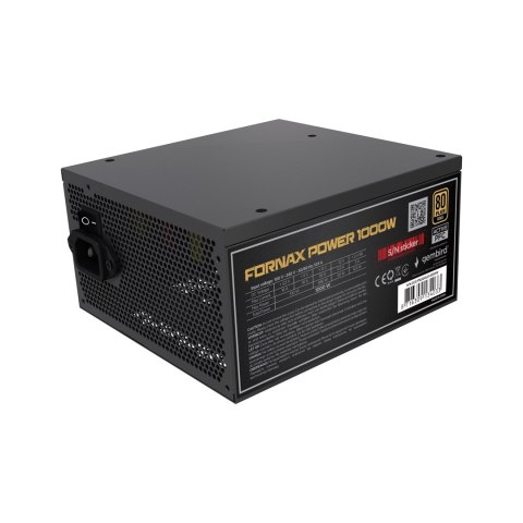 GEMBIRD GEMBIRD ZASILACZ KOMPUTEROWY FORNAX POWER 1000W 80+ GOLD ATX, 1000W, AKTYWNE PFC, 12CM WENTYLATOR