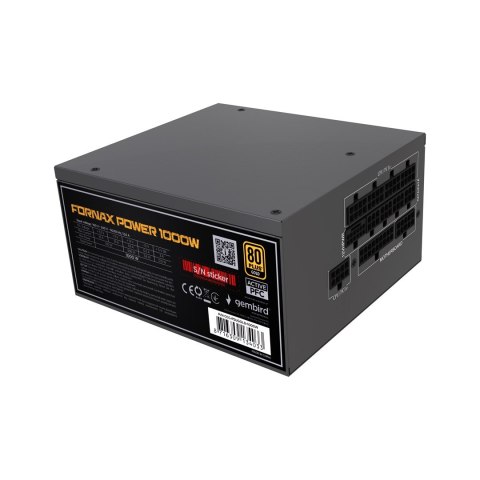 GEMBIRD GEMBIRD ZASILACZ KOMPUTEROWY FORNAX POWER 1000W 80+ GOLD ATX, 1000W, AKTYWNE PFC, 12CM WENTYLATOR