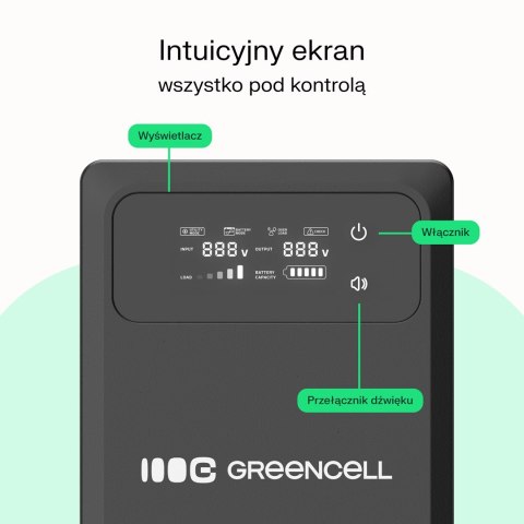 Green Cell UPS Zasilacz awaryjny Greencell PowerCore 800VA 500W AVR 12VDC LCD