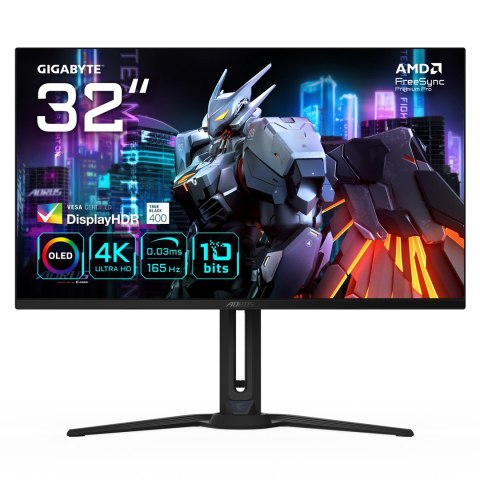 Gigabyte GIGABYTE AORUS FO32U EK monitor komputerowy 80 cm (31.5") 3840 x 2160 px 4K Ultra HD OLED Czarny