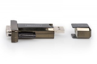 Digitus Konwerter / Adapter USB-A 2.0 męski do RS232 (DB9) męski | Chipset FTDI FT232RNL | Mocowanie na śruby | z dodatkowym kablem 0.8m