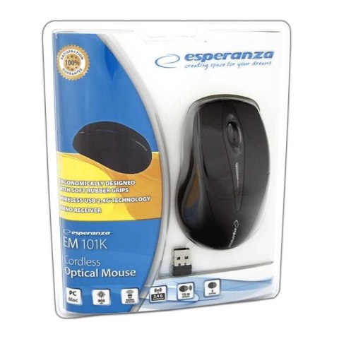 Esperanza Bezprzewodowa Mysz optyczna EM101K USB, 2,4 GHz, NANO odbiornik