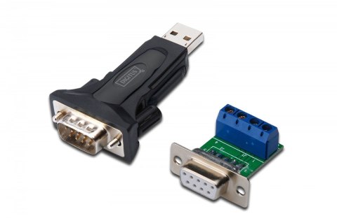 Digitus Konwerter / Adapter USB-A 2.0 męski do RS485 (DB9) męski + 3-pinowa listwa śrubowa| Chipset FTDI FT232RL | z dodatkowym kablem 0