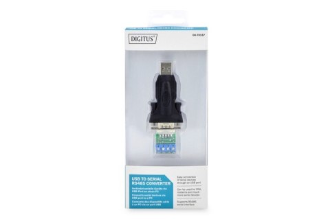 Digitus Konwerter / Adapter USB-A 2.0 męski do RS485 (DB9) męski + 3-pinowa listwa śrubowa| Chipset FTDI FT232RL | z dodatkowym kablem 0