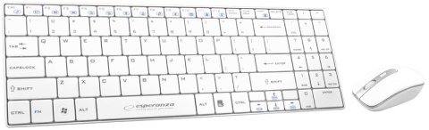 Esperanza ZESTAW BEZPRZEWODOWY KLAWIATURA SLIM + MYSZ 2,4 GHz EK122W LIBERTY BIAŁY