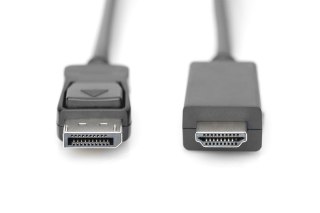 Digitus Kabel adapter DisplayPort 1.2 z zatrzaskiem 4K 60Hz UHD Typ DP/HDMI A M/M czarny 3m