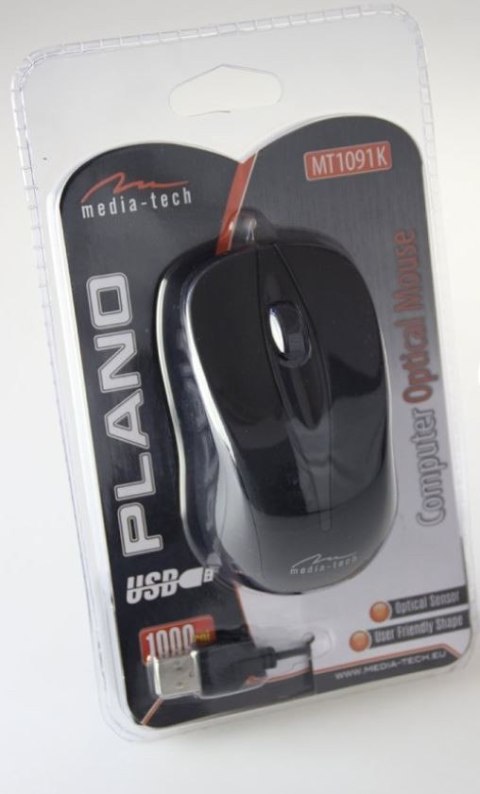 Media-Tech Mysz optyczna PLANO MT1091K (Czarny)
