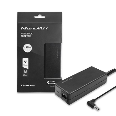 Qoltec Zasilacz do monitora LG | 40W | 19V | 2.1A | 6.5*4.4 |+ kabel zasilający
