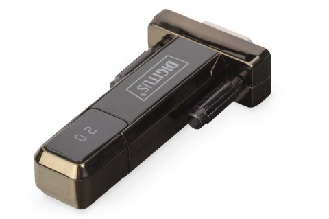 Digitus Konwerter / Adapter USB-A 2.0 męski do RS232 (DB9) męski | Chipset Prolific PL2303GT | Mocowanie na śruby | z dodatkowym kablem 