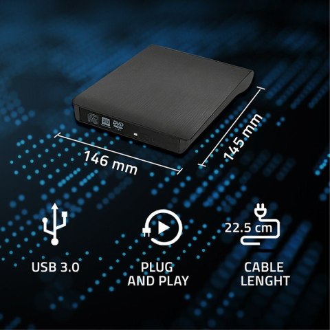 Qoltec Obudowa/kieszeń na napęd optyczny CD/DVD SATA | USB3.0 | 9.5mm