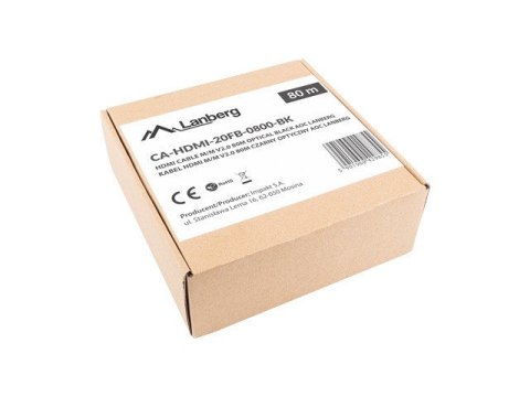 Lanberg Kabel HDMI M/M v2.0 CA-HDMI-20FB-0800-BK 80m czarny