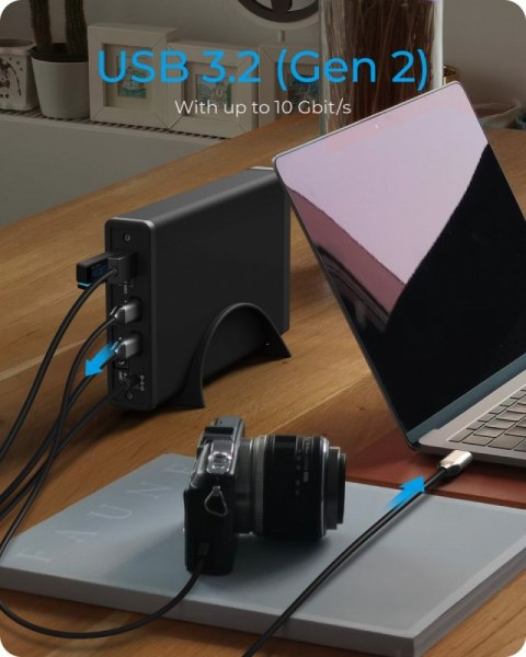 IcyBox Obudowa IB-382H-C31 2,5/3,5 HDD z wbudowanym HUB 1xUSB-C, 2xUSB -A, 12V2A