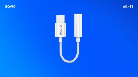 Savio Adapter USB-C - Mini Jack 3,5mm, Xiaomi, Huawei, Oppo, AK-51