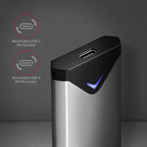 AXAGON EEM2-UG2 Obudowa zewnętrzna aluminiowa, USB-C 3.2 Gen 2 - M.2 NVMe SSD, długość 42 do 80 mm szary