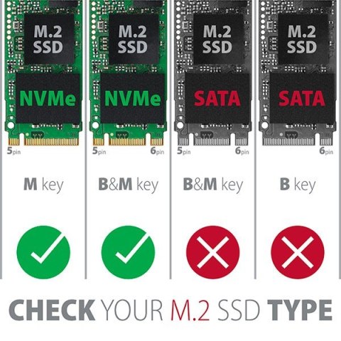 AXAGON EEM2-UG2 Obudowa zewnętrzna aluminiowa, USB-C 3.2 Gen 2 - M.2 NVMe SSD, długość 42 do 80 mm szary