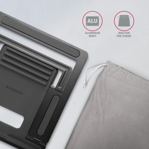 AXAGON STND-L Podstawka do laptopów aluminiowa 10-17,3", 4 regulowane kąty nachylenia