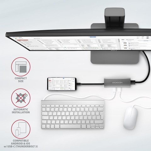 AXAGON HMC-5G2 Wieloportowy hub USB 5in1, 10Gbps, 2x USB-A + 2x USB-C + HDMI 4K/60Hz, PD 100W, 13cm USB-C kabel