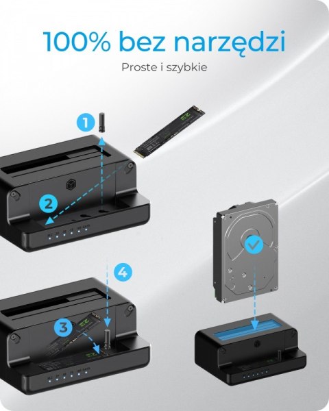 IcyBox Stacja dokująca i klonująca IB-2914MSCL-C31 2,5 i 3,5 cala na M.2 NVMe