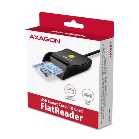 AXAGON CRE-SM3N Czytnik kart identyfikacyjnych USB, 1.3m kabel