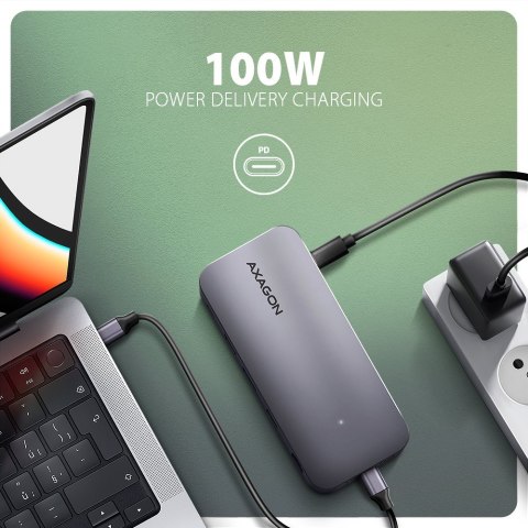 AXAGON HMC-12GM2 Wieloportowy hub USB 12in1 + M.2 NVMe/SATA pozycja, 10Gbps, 3x USB-A, USB-C, HDMI 4K/60Hz, DP 4K/60Hz, GLAN, SD/microS