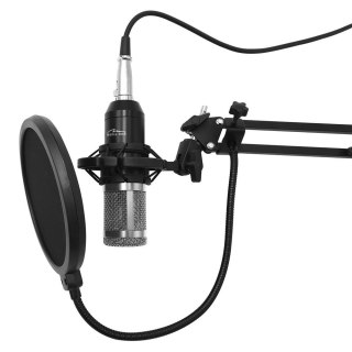Media-Tech Mikrofon pojemnościowy, studyjny z zestawem akcesoriów STUDIO AND STREAMING MICROPHONE MT397S (Srebrny)