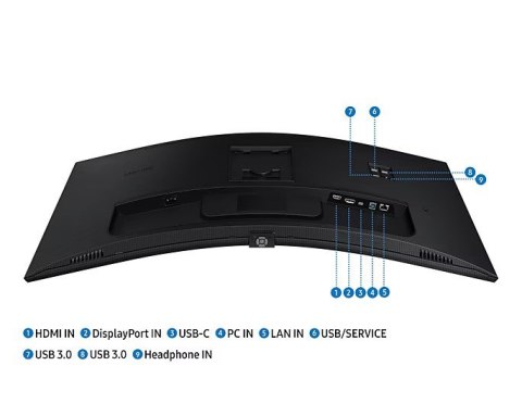 Samsung Monitor 34 cale ViewFinity S65UC VA 3440x1440 UWQHD 21:9 1xHDMI 1xDP 1xUSB-C 90W 3xUSB-A 5ms 100Hz HAS+PIVOT zakrzywiony głośnik