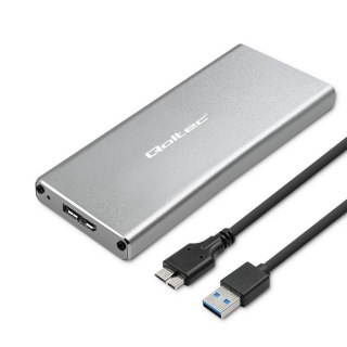 Qoltec Obudowa | kieszeń na dysk M.2 SSD | SATA | NGFF | USB 3.0 | Superspeed 5Gb/s | 2TB | Srebrna
