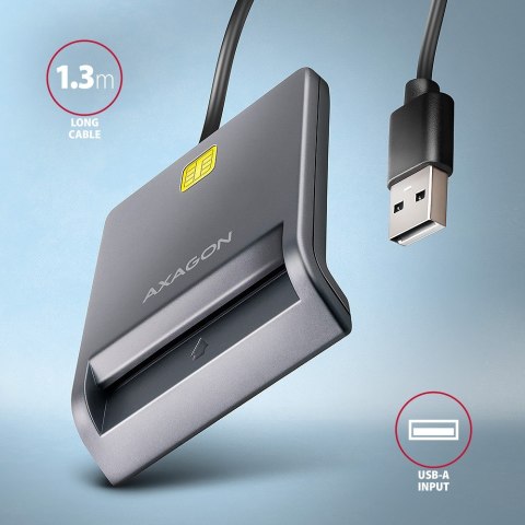 AXAGON CRE-SM3T Czytnik kart identyfikacyjnych USB, 1.3m kabel