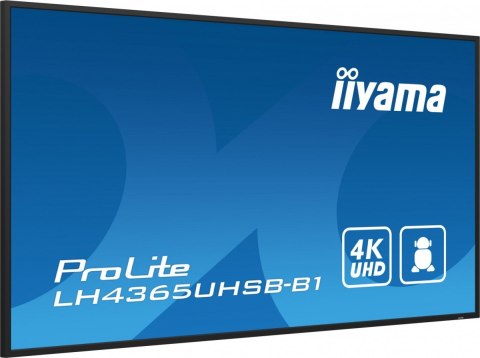 IIYAMA Monitor 43 cale LH4365UHSB-B1 24/7, IPS, ANDROID 11, 4K, 800cd, iiSignage2, SDM, 2x HDMI, DP, 2x USB,2x 10W, RJ45, WiFi, 4/32GB,