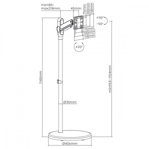 Maclean Mobilny stojak do TV monitora 17-35 cali MC-970W