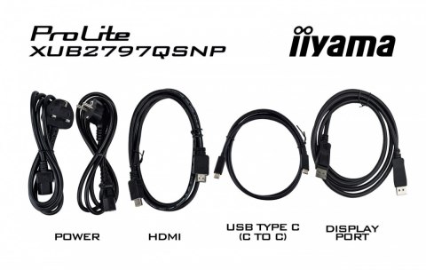 IIYAMA Monitor 27 cali XUB2797QSNP-B1,IPS,QHD,USB-c Dock,KVM,HDMI /5y/