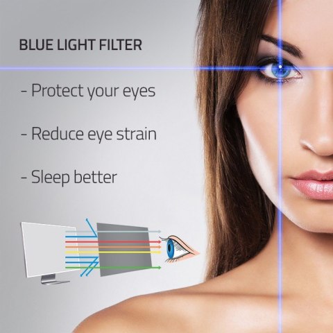 Qoltec Filtr światła niebieskiego 23.8 cala | 16:9 | Ochrona wzroku | Anti Glare | Matowy | na monitor