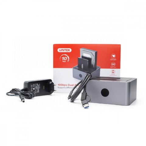 Unitek Stacja klonująca dyski 2x 2,5/3,5; CLONE; USB-C 10 Gbps