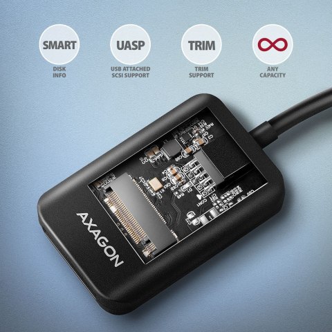 AXAGON ADM2-CM Adapter USB3.2 Gen 2 M.2 NVMe/SATA SSD 10cm USB-C cable