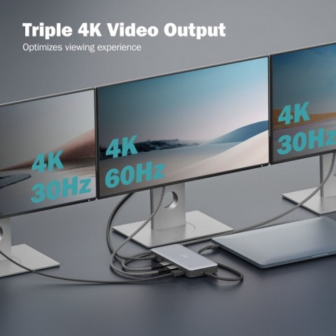 Digitus Stacja dokująca USB-C 11 portowa, max. 4K/60Hz z HDR, HDMI, DP, max. 3 monitory (MST), USB-C 3.2 Gen2, Gigabit Ethernet, SD/Micr