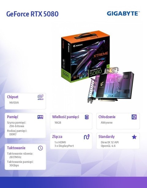 Gigabyte Karta graficzna GeForce RTX 5080 GV-N5080AORUSX WB-16GD