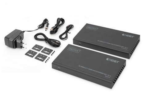 Digitus Przedłużacz/Extender KVM HDMI+USB HDBaseT 70m 4K30Hz HDCP 2.2 PoC (Power over Cable) audio IR zestaw