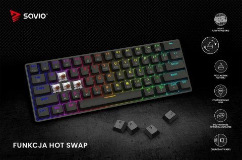 Savio Klawiatura mechaniczna BLACKOUT X2 OUTEMU Brown, Hot Swap