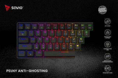 Savio Klawiatura mechaniczna BLACKOUT X2 OUTEMU Red, Hot Swap