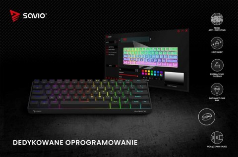 Savio Klawiatura mechaniczna BLACKOUT X2 OUTEMU Red, Hot Swap
